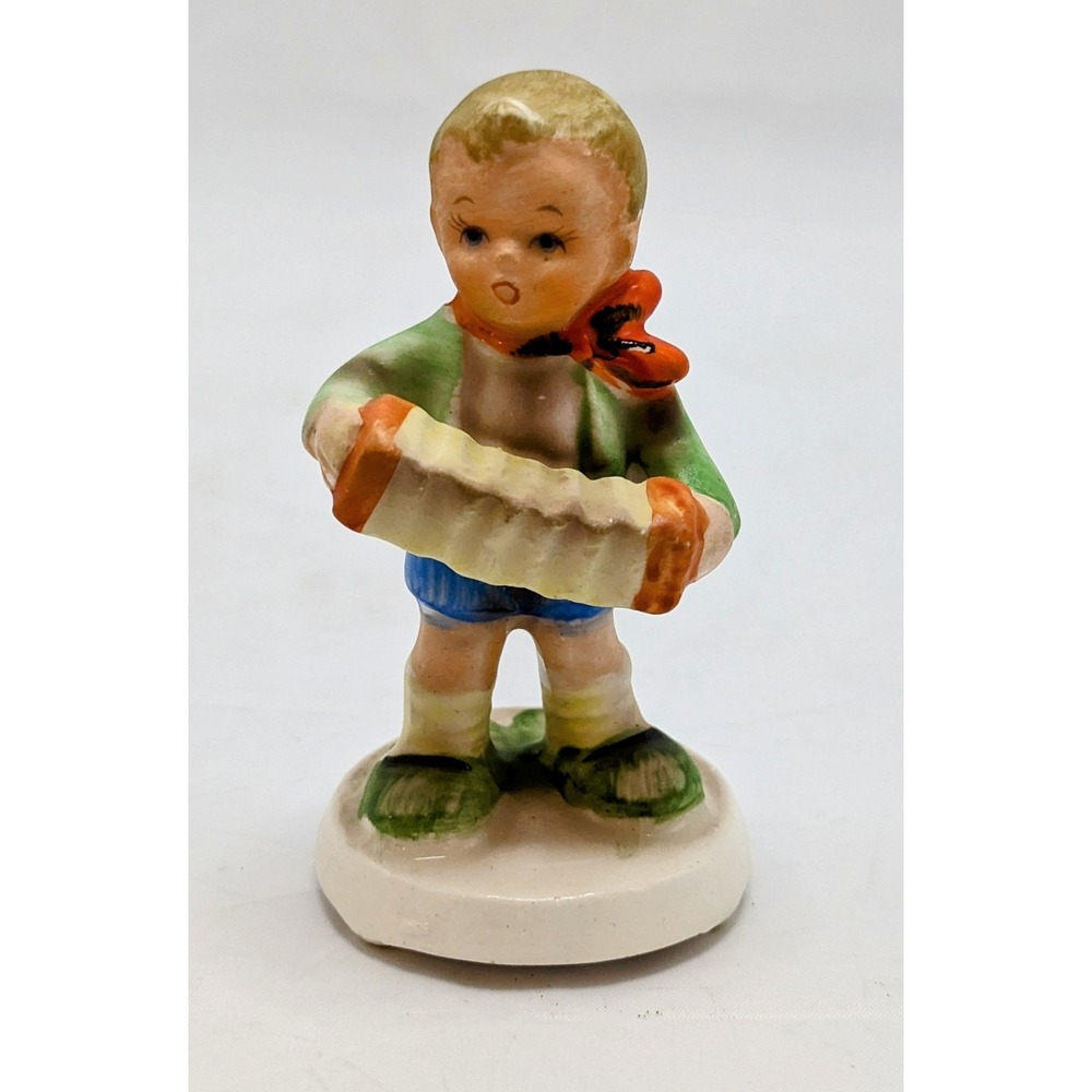 Vintage Japan Nippon Yoko Boeki Ceramic Boy With Accordion 3 Inch Figurine
